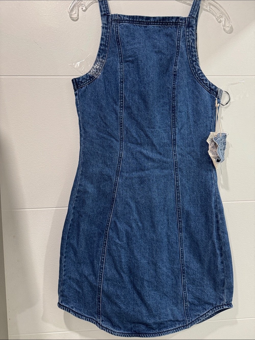 Dark Blue Denim Pinafore Dress - Women